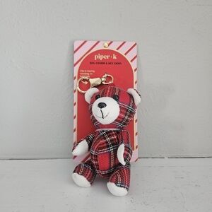 NWT Piper K Plaid Plush Bear Bag Charm/Keychain